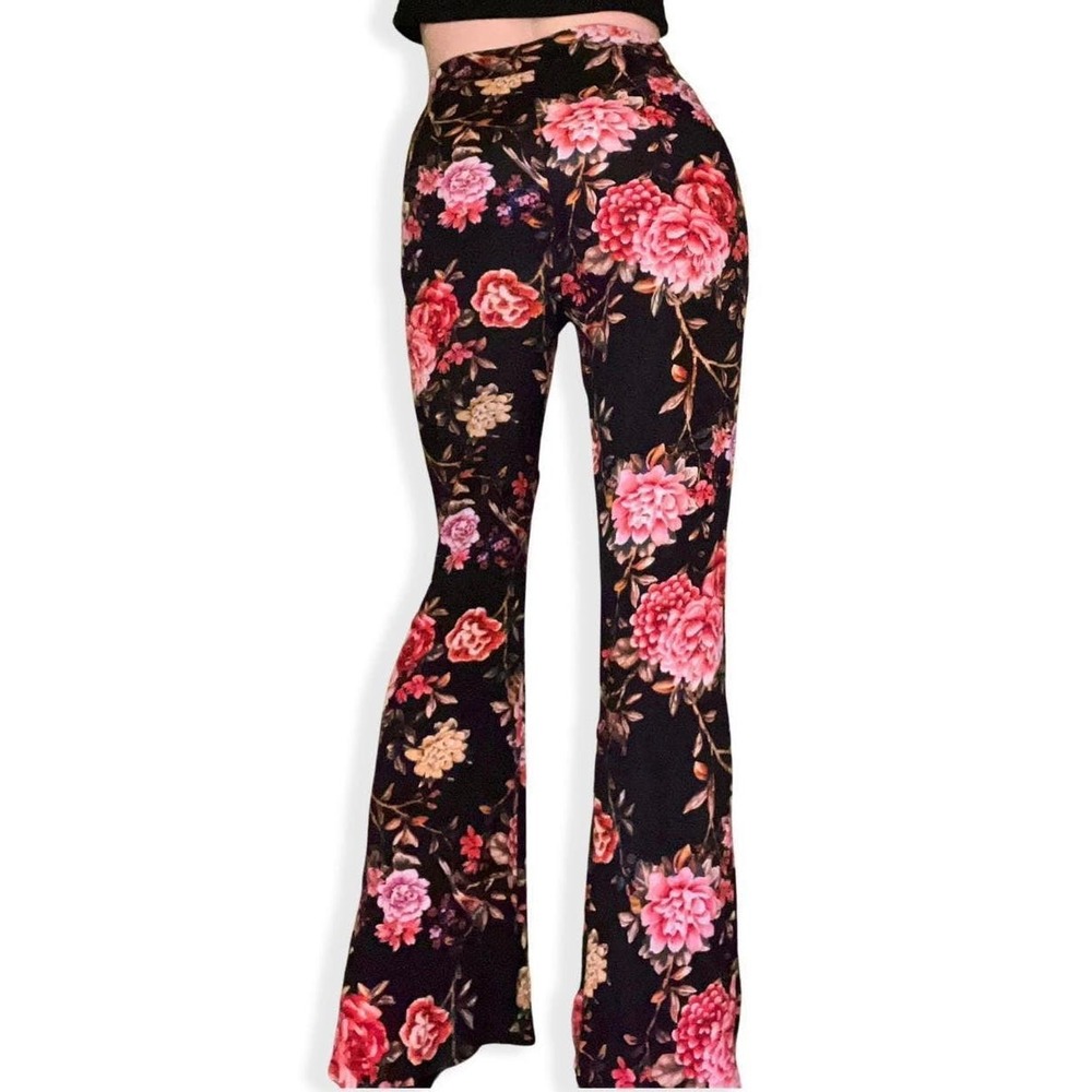 Boho flared floral pants